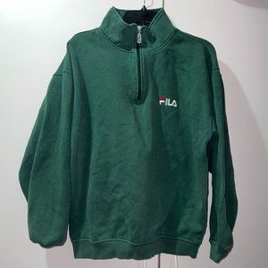 FILA Oversized Green Quarter Zip Collared Pullover Sweatshirt Size Medium